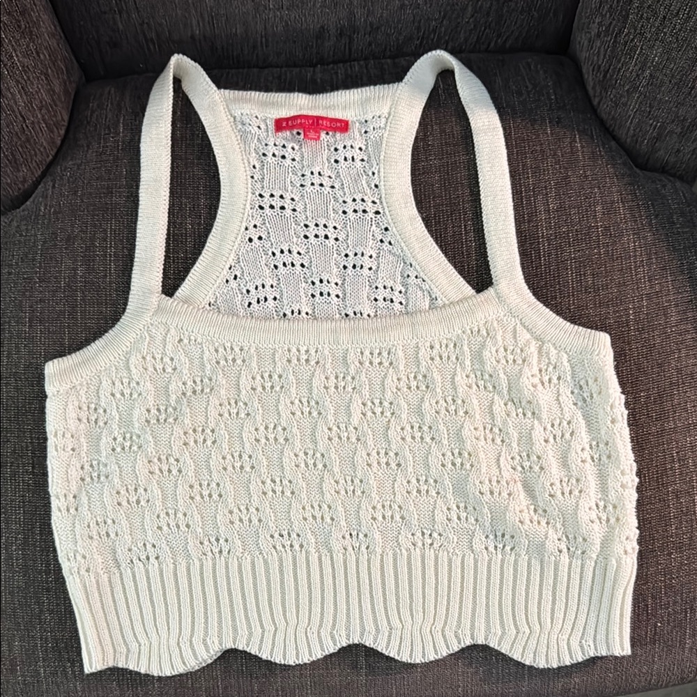 Cream Knit Crop Top